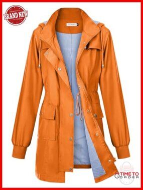 Waterproof Rain Coat with Hood Lightweight Windbreaker Outdoor Jacket